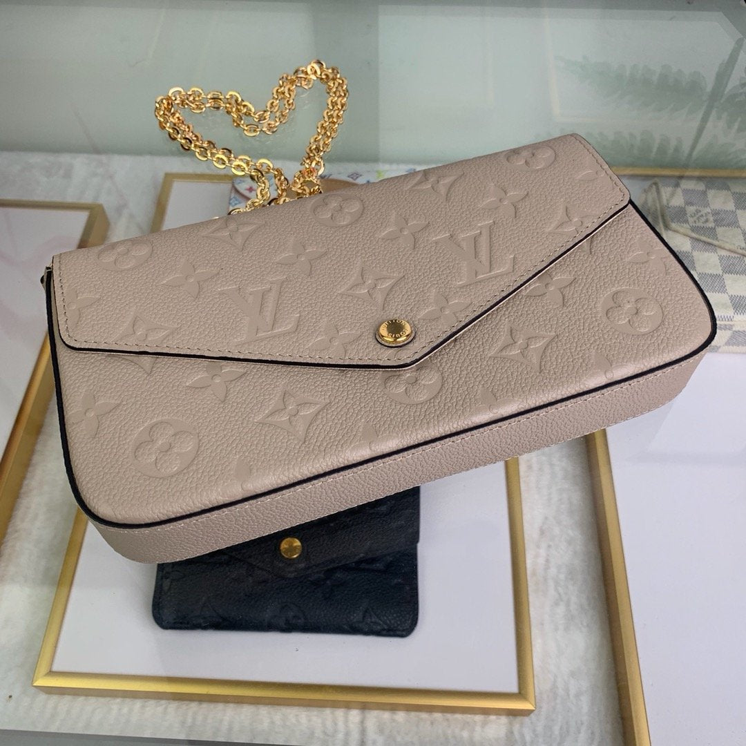TOP Louis Vuitton LV £V Felicie Empreinte Pochette 21X12X3cm- Turtle Dove