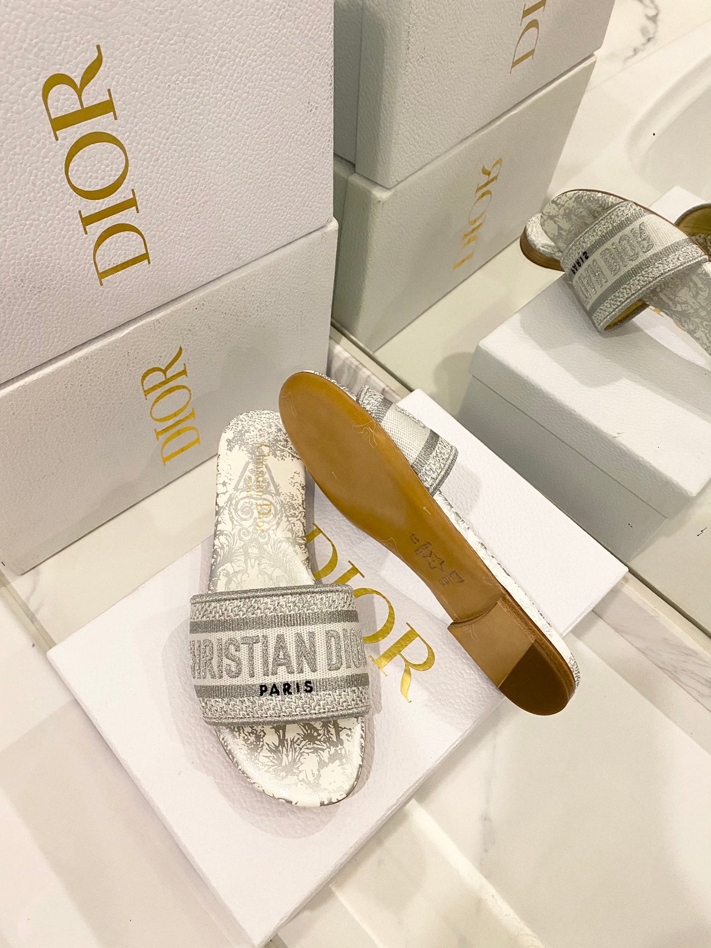 TOP Christian Dior Around the World Stella Embroidered Slides - 5 Colours