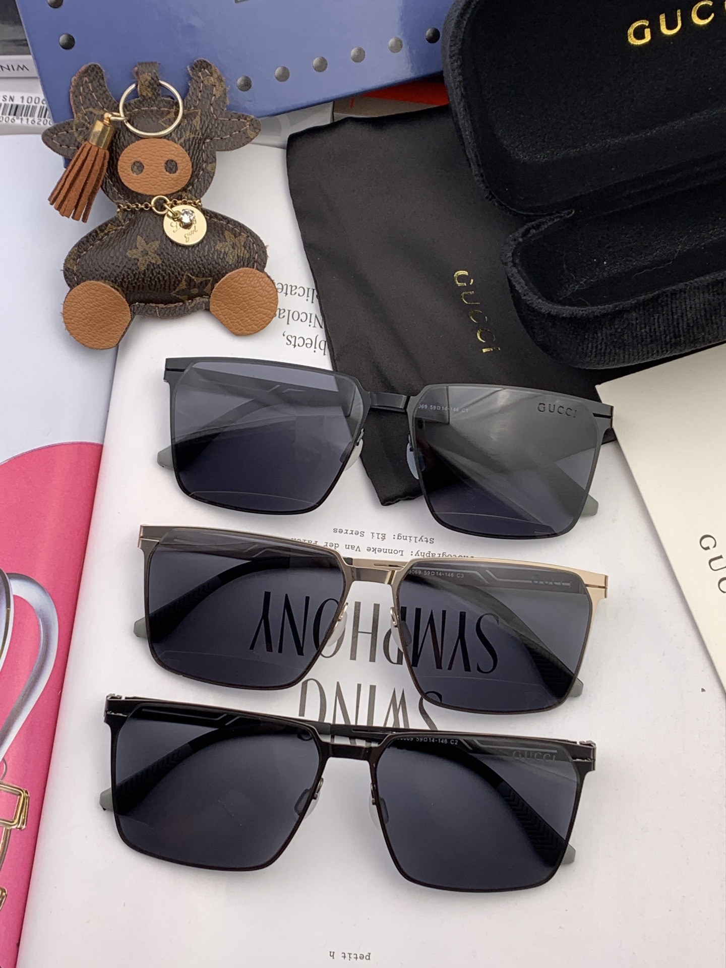 TOP GUCCI Polygonal Sunglasses Couple Style for  Men And Women - 3 Colors