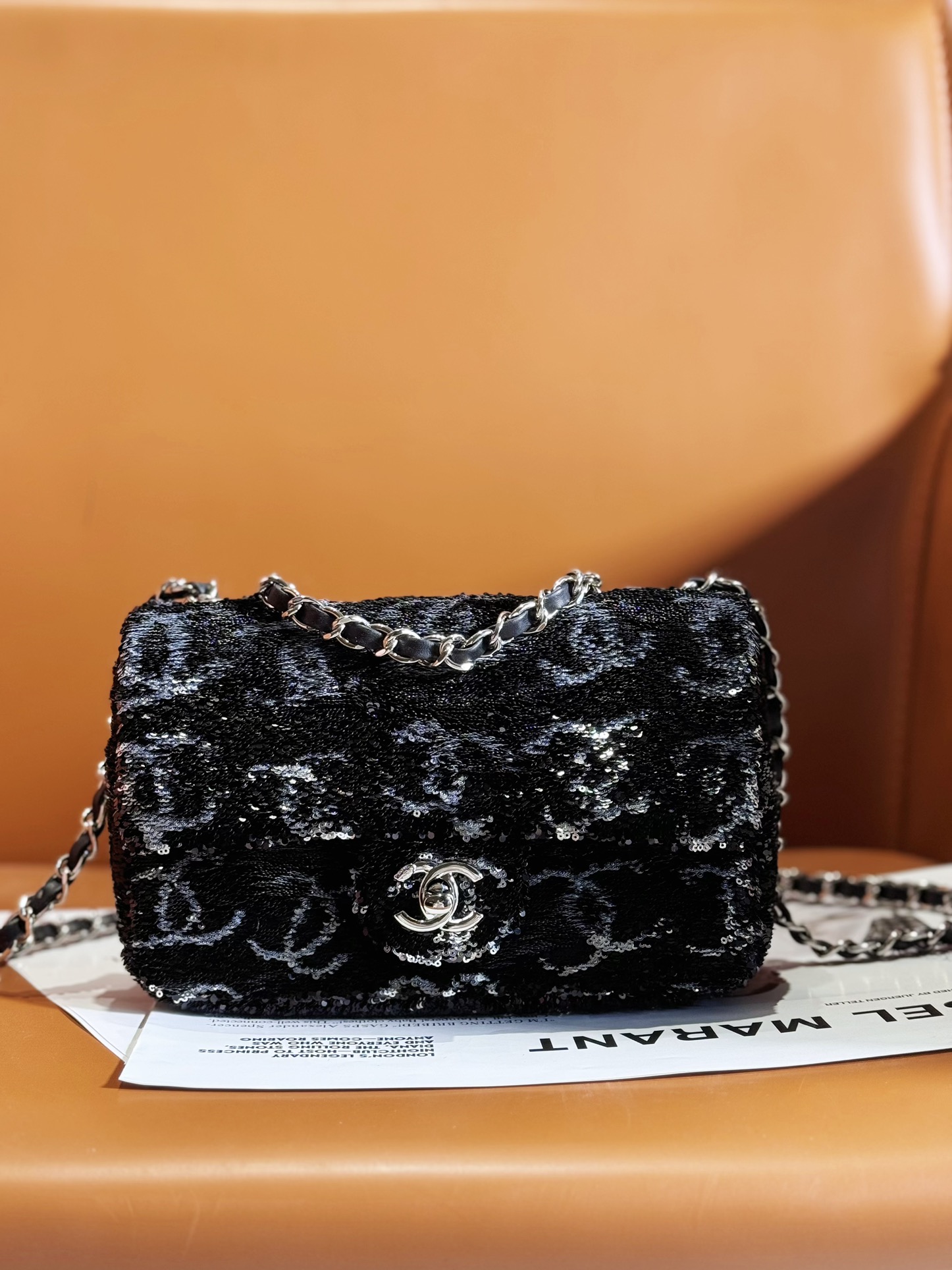 TOP CHANEL Classic Flap Bag CF Sequin 20cm - 2 Colors