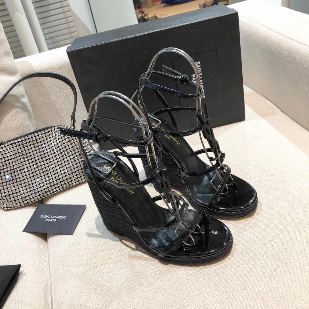 Saint Laurent YSL cassandraWedge heel 12CM Slide Sandal (Replica)