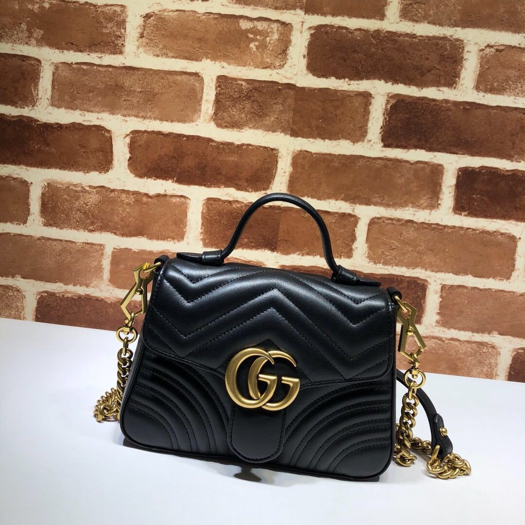 TOP GUCCI  Marmont Bag Top Handle Small 27*13.5*10 - BLACK