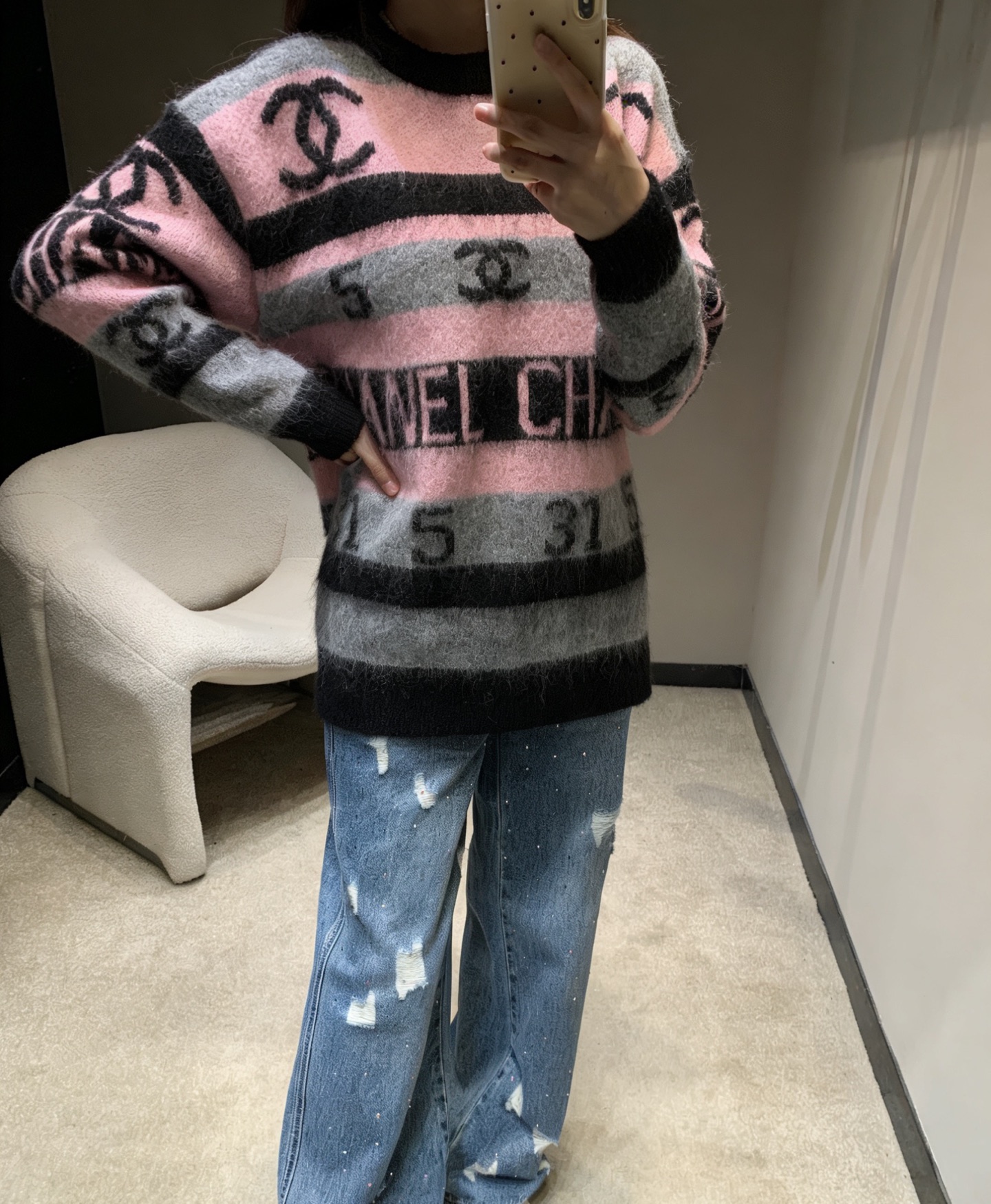 TOP CHANEL Sweater -  Pink and Black