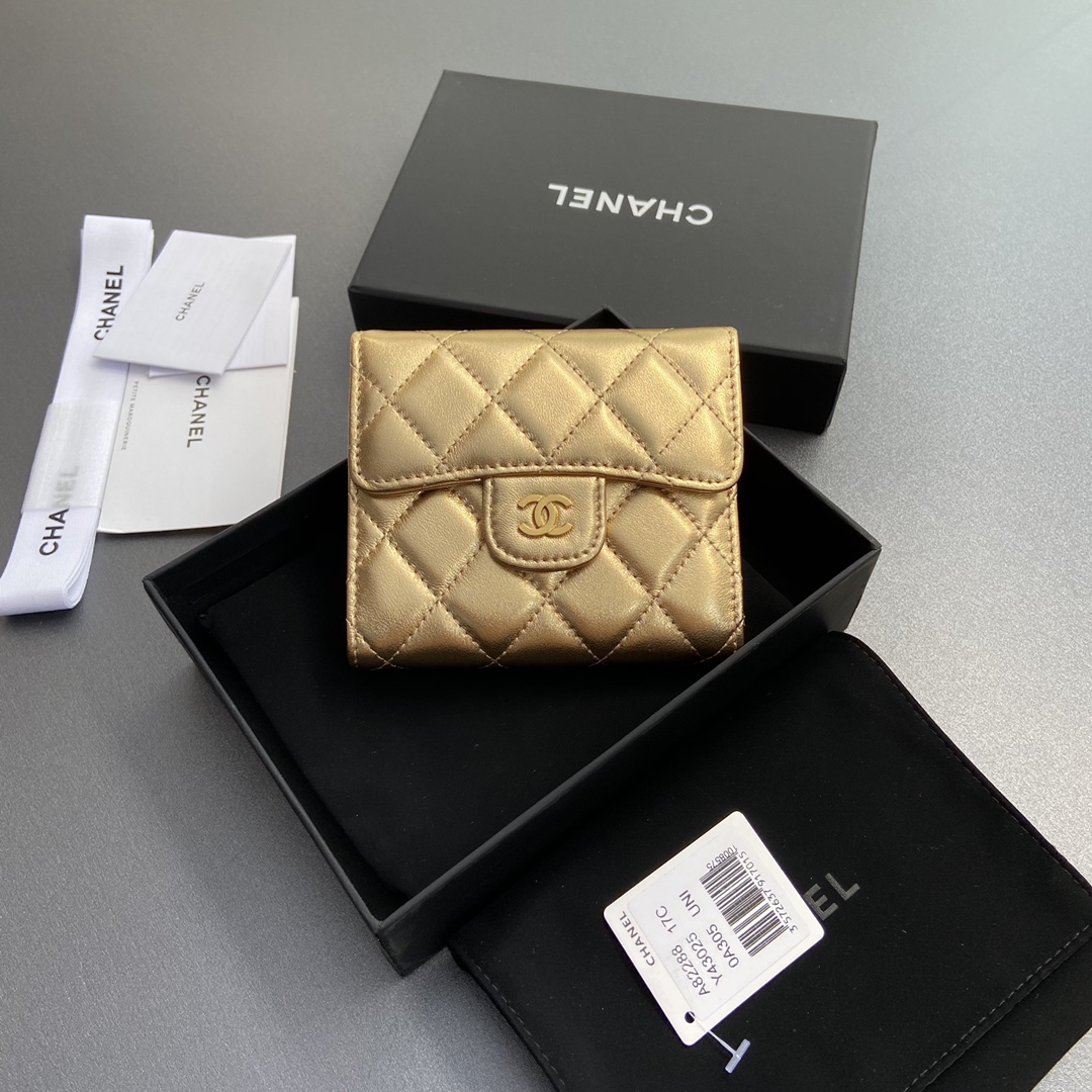 TOP CHANEL Wallet Lambskin 10.5×11.5×3cm - 2 Color