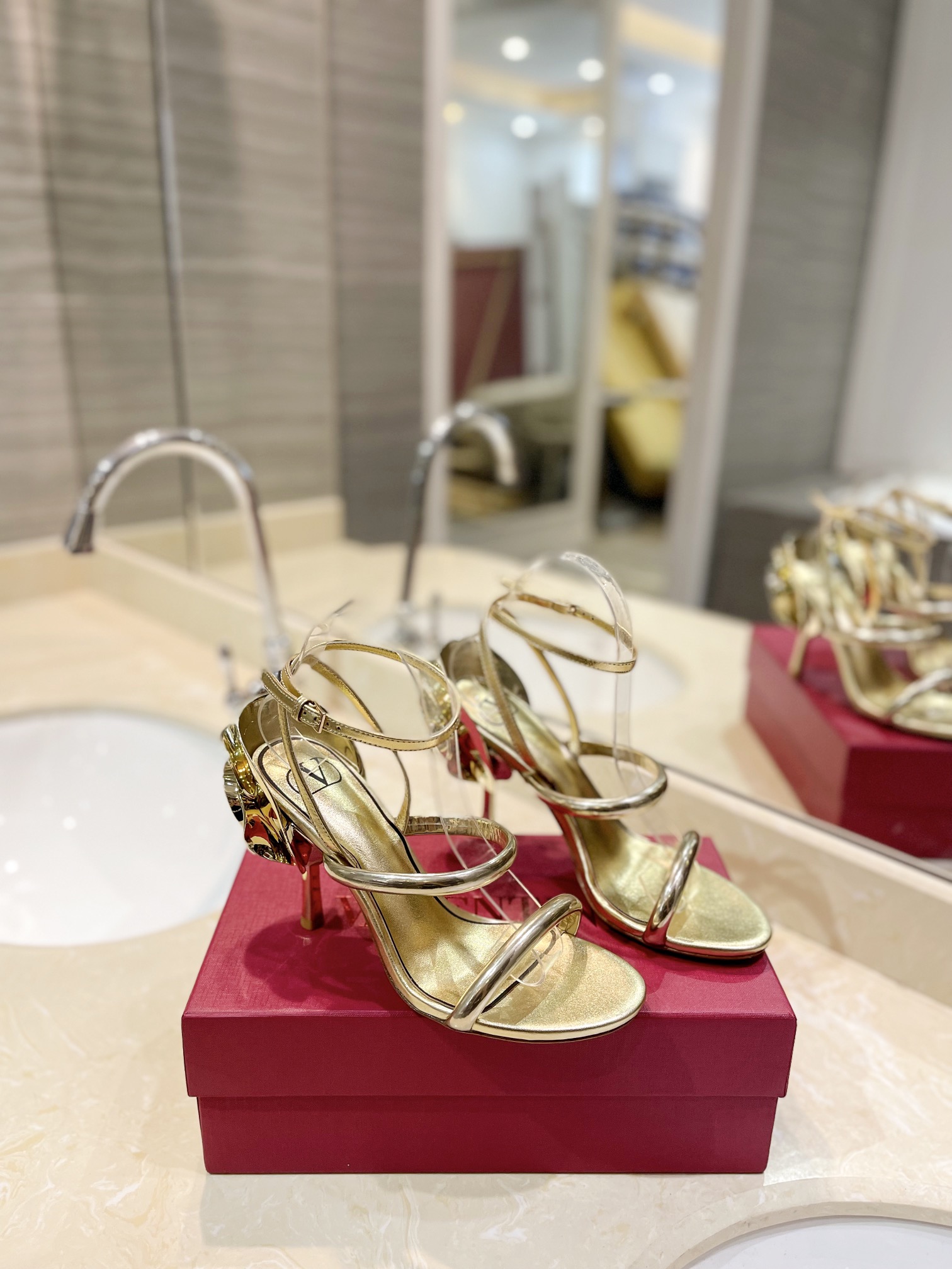 TOP VALENTINO High Heel Sandals with Rose Heel  - 5 Color