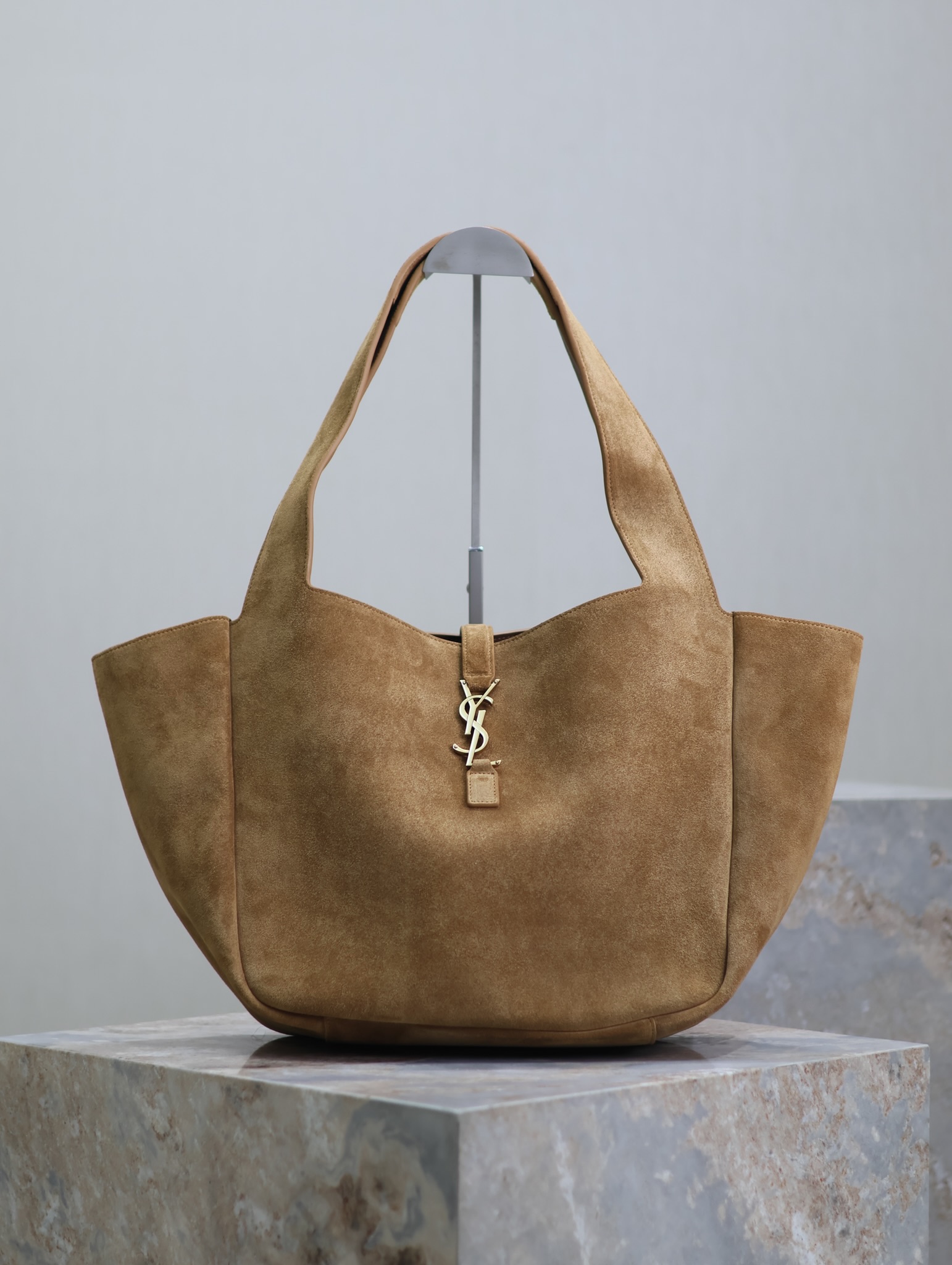 TOP Yves Saint Laurent YSL Suede Hobo Bag 50×28×18cm  - Brown
