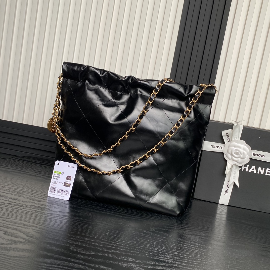 TOP CHANEL 22 Bag with 2 Pockets 35x37x7cm/39x42x8cm - Black