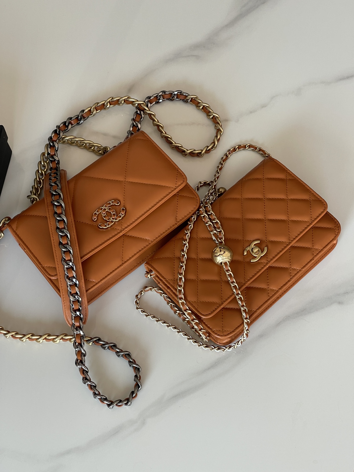 TOP CHANEL Lambskin 19 WOC Bags/19 Bags 19cm - Orange&GHW