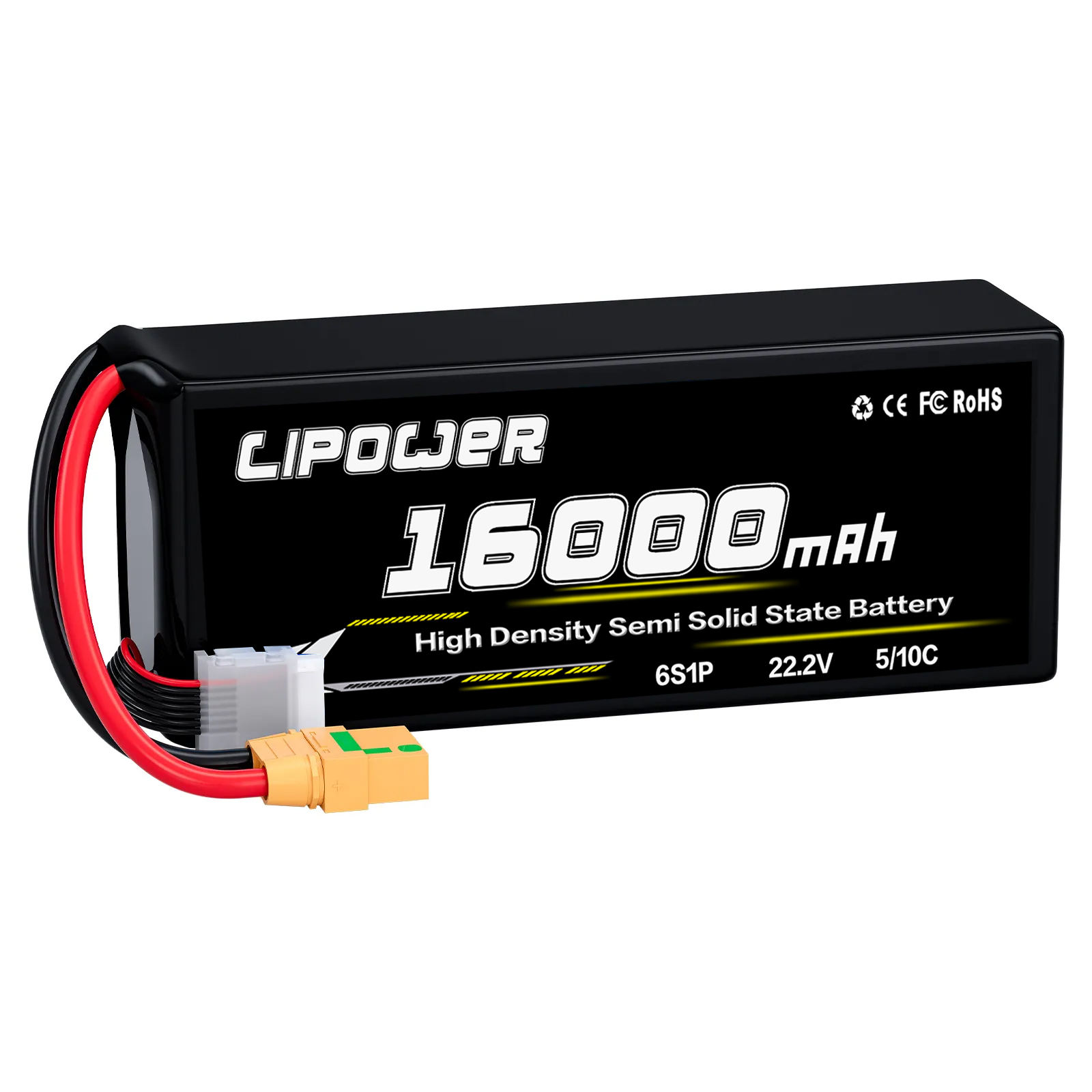Semi solid 22.2V 30000mAh 5C/10C remote control fat battery with XT60/XT90 plug - lipowbattery