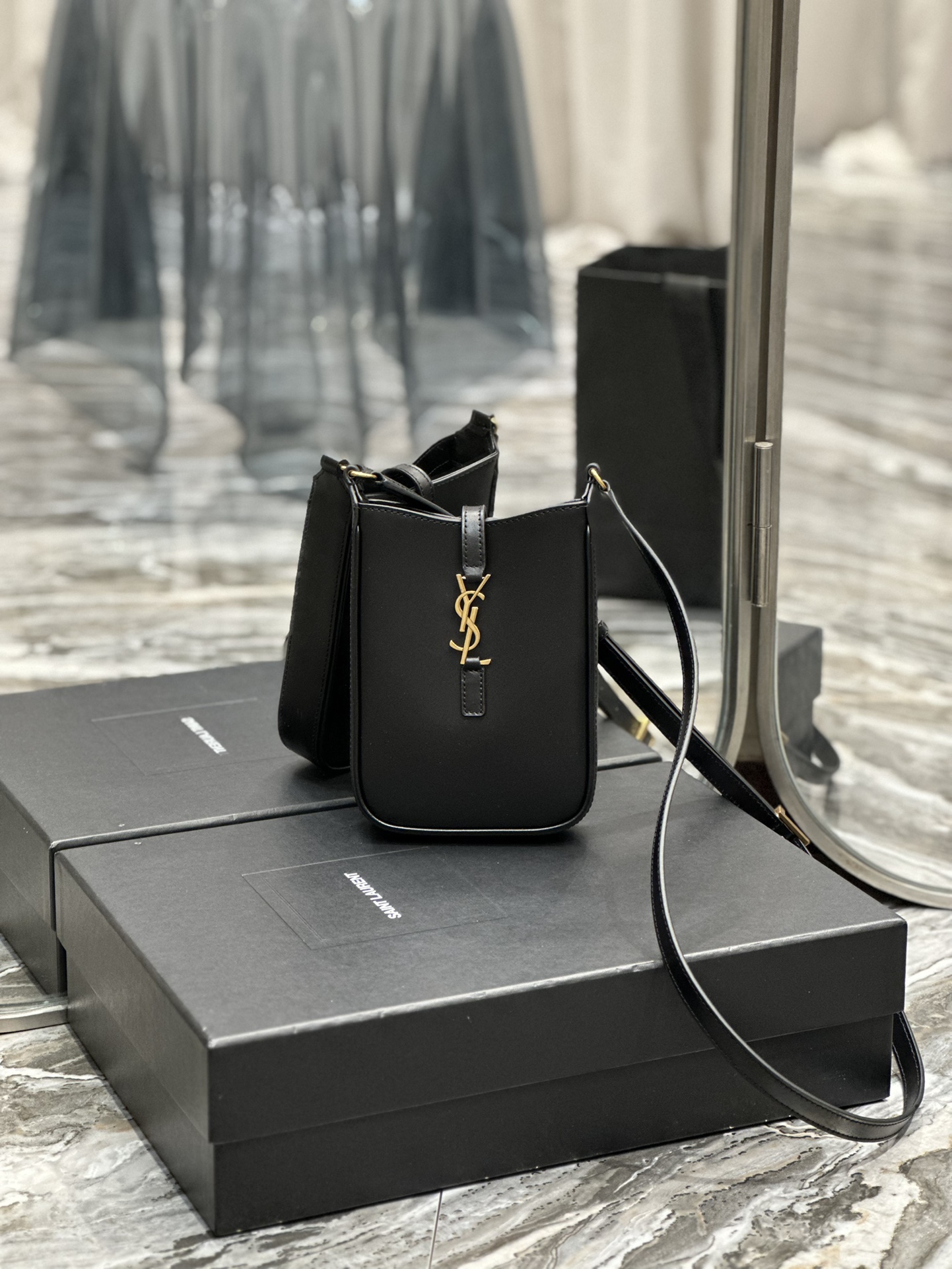 TOP Yves Saint Laurent YSL Cowhide Material Mini Le 5A7 Bag 18×13.5×3.5cm - 3 Colors&GHW