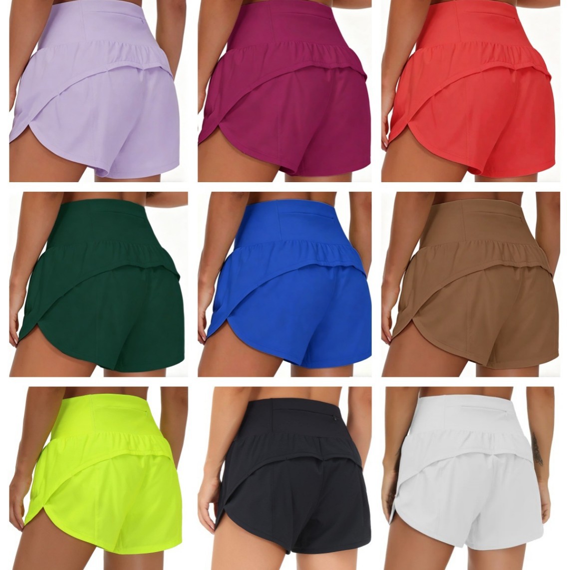 Best-selling women's sports running shorts, high-waisted, faux two-piece with zipper pockets, yoga pants levelkeen