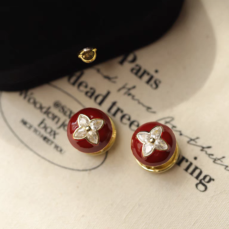 TOP Louis Vuitton LV Camellia Ring Earrings - Red