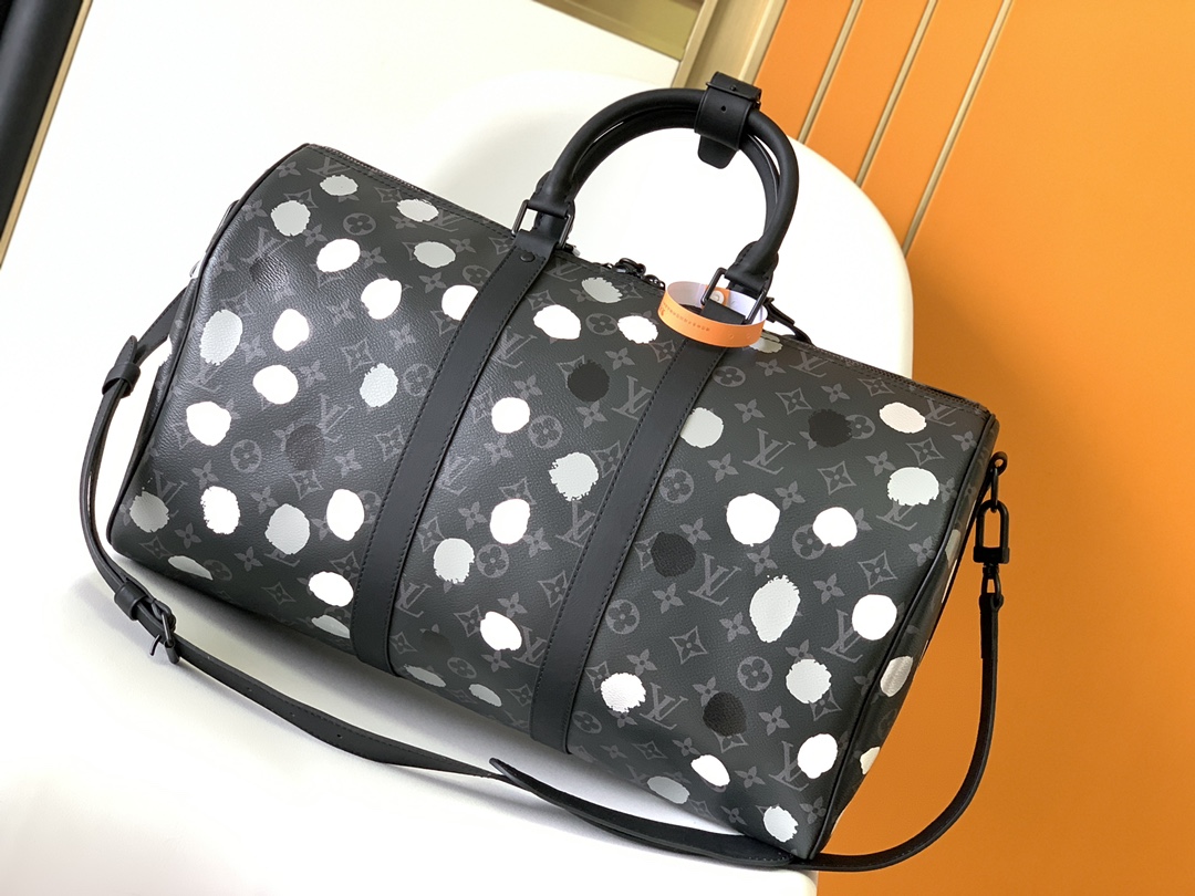 TOP Louis Vuitton LV LV x YK Keepall 45 Bag 45cm-Black