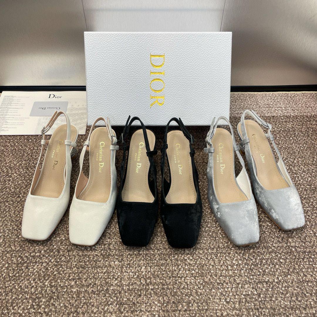 Dior Diamond Heeled Square Toe Heel (Replica)