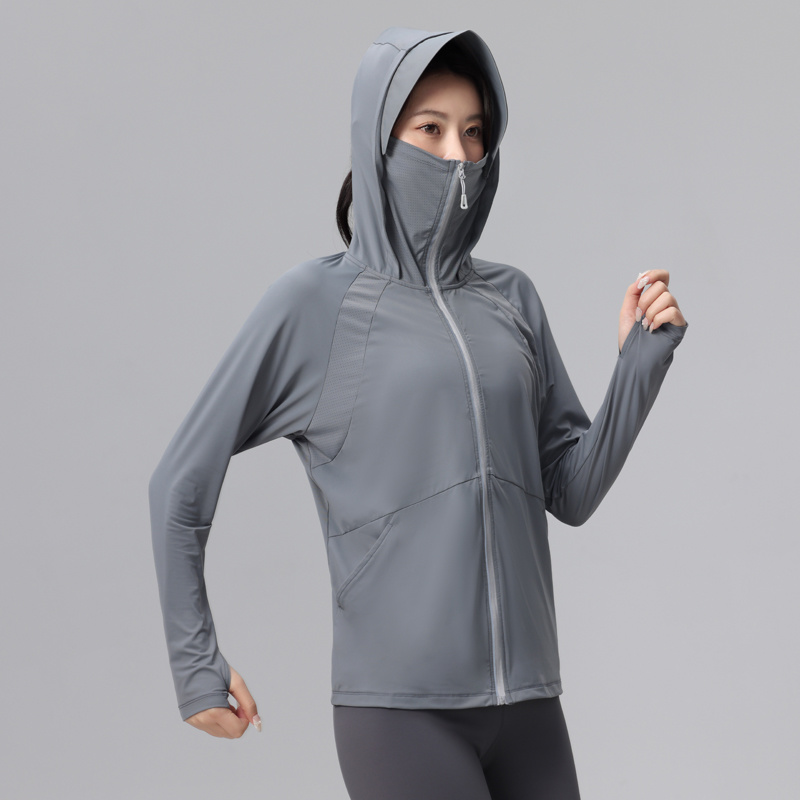 Womens Track Zip Up Cropped Hoodie UPF 50+ Sun Protection