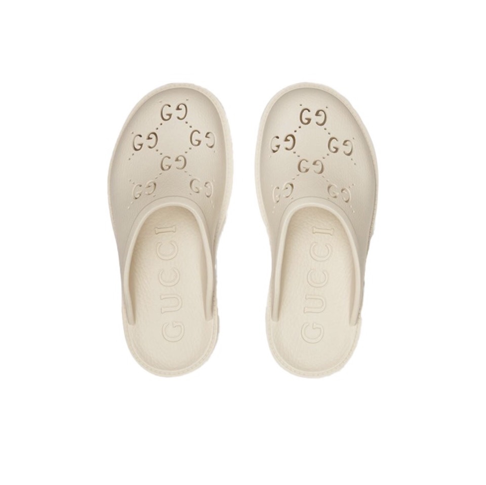 Gucci Shoes Hollow Double G Rubber Thick Slide Sandal (Replica)