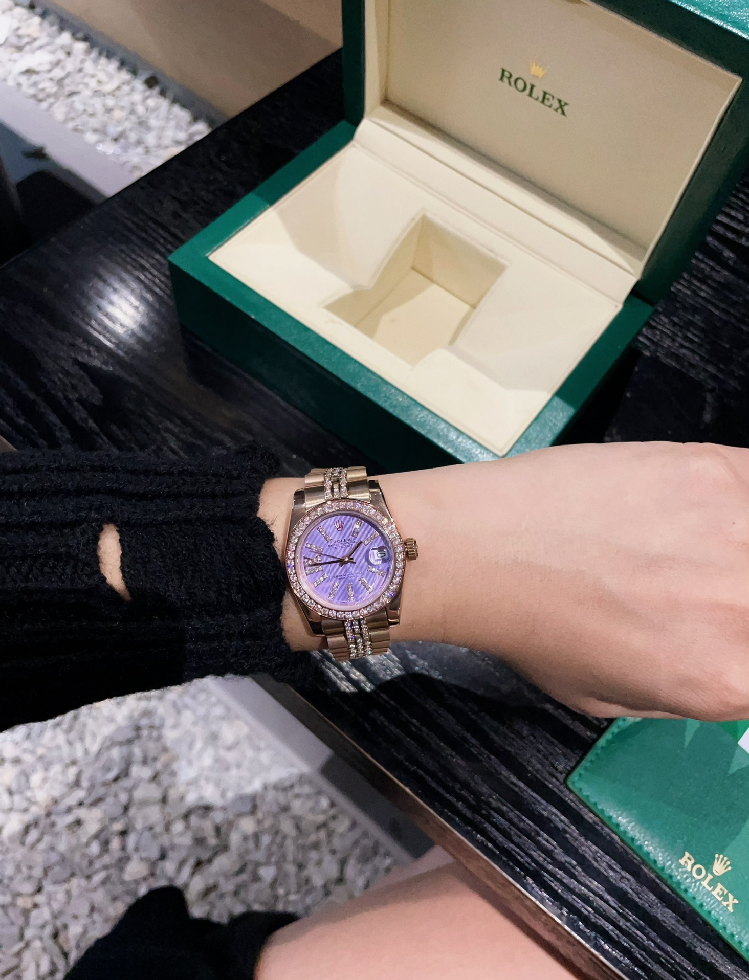 TOP ROLEX Purple Dial Watch 31mm - Rose Gold