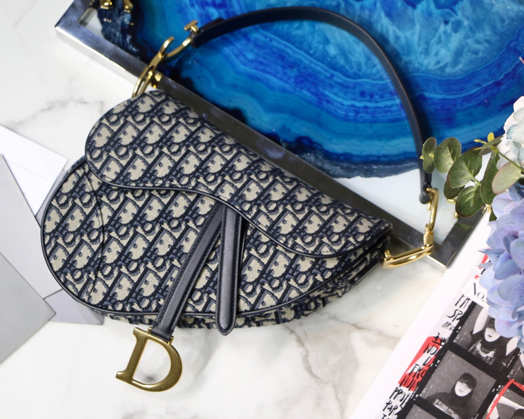 TOP Christian Dior Saddle Bag 17cm/25cm  - Navy