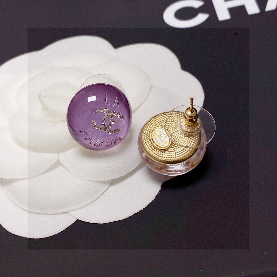 TOP CHANEL CC Earrings-Purple
