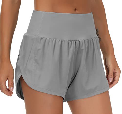 Best-selling women's sports running shorts, high-waisted, faux two-piece with zipper pockets, yoga pants levelkeen