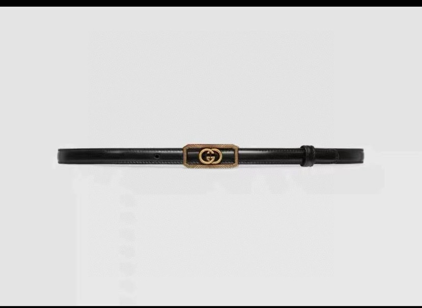 TOP GUCCI Cowhide Belt - Black - 1.5cm
