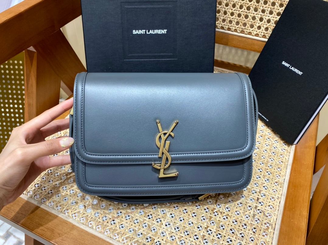 TOP Yves Saint Laurent YSL Solferino Medium Box Bag - Dark Grey