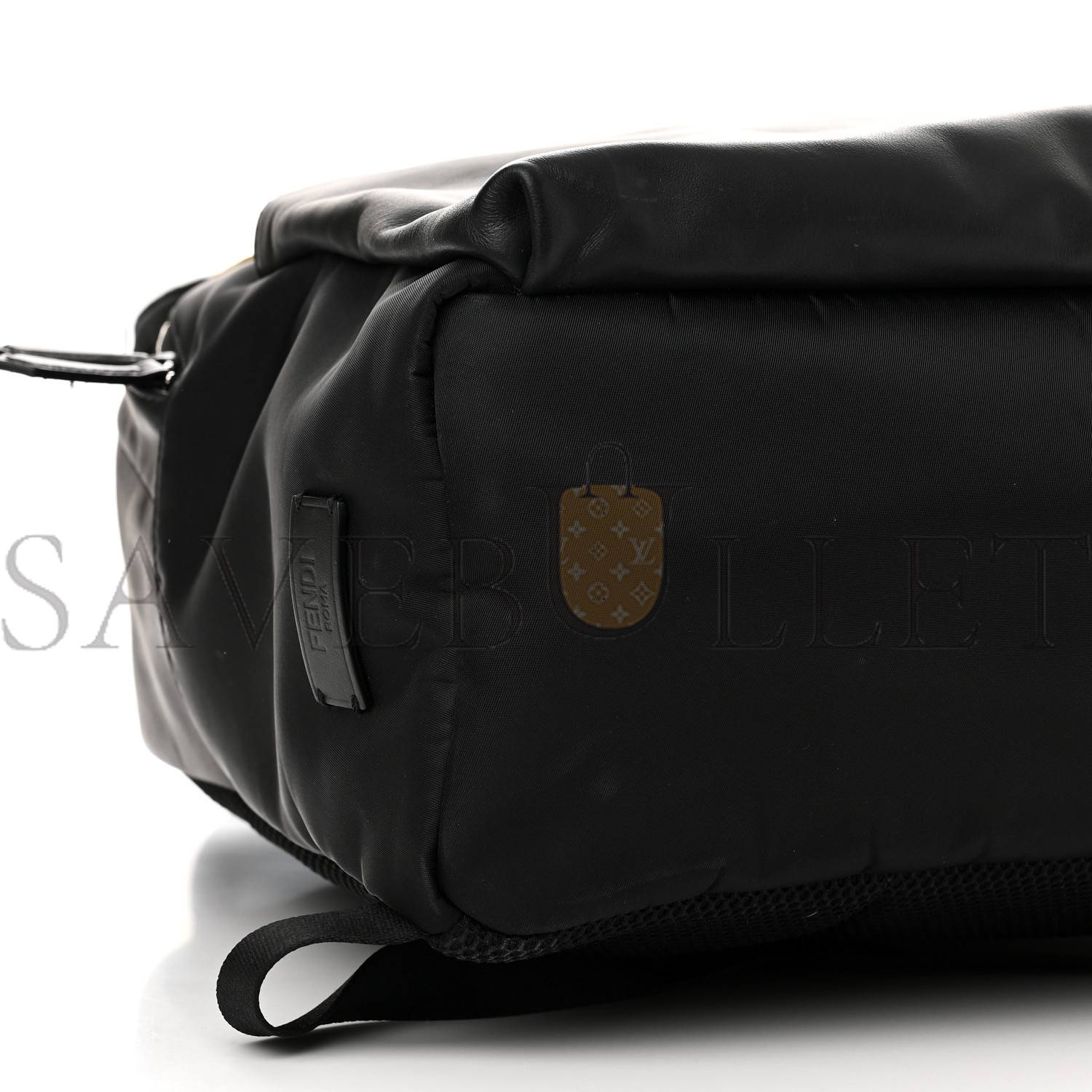 FENDI NYLON VITELLO LIBERTY VITELLO DOLCE MONSTER EYES ROUNDED BACKPACK BLACK SUNFLOWER (39*33*14cm)