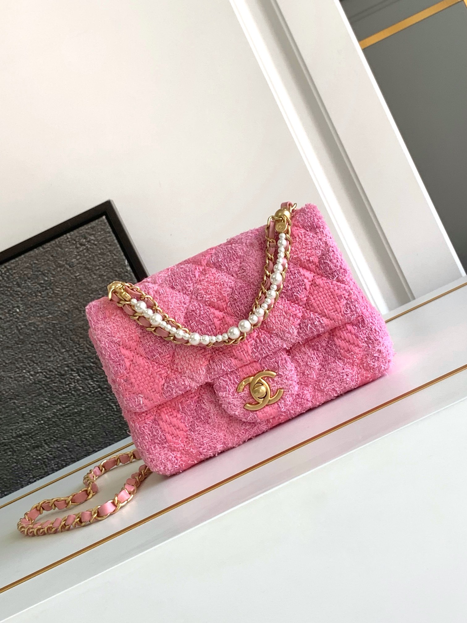 TOP CHANEL Pearl Flab Bags - 18*13*7cm/20*15*7cm - GHW