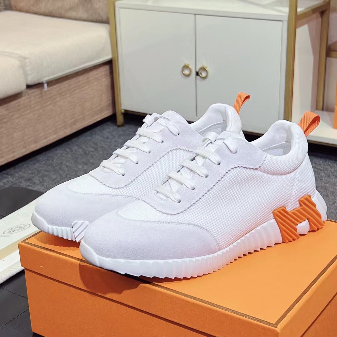 TOP HERMES Sneakers - White with 9 Different Logos