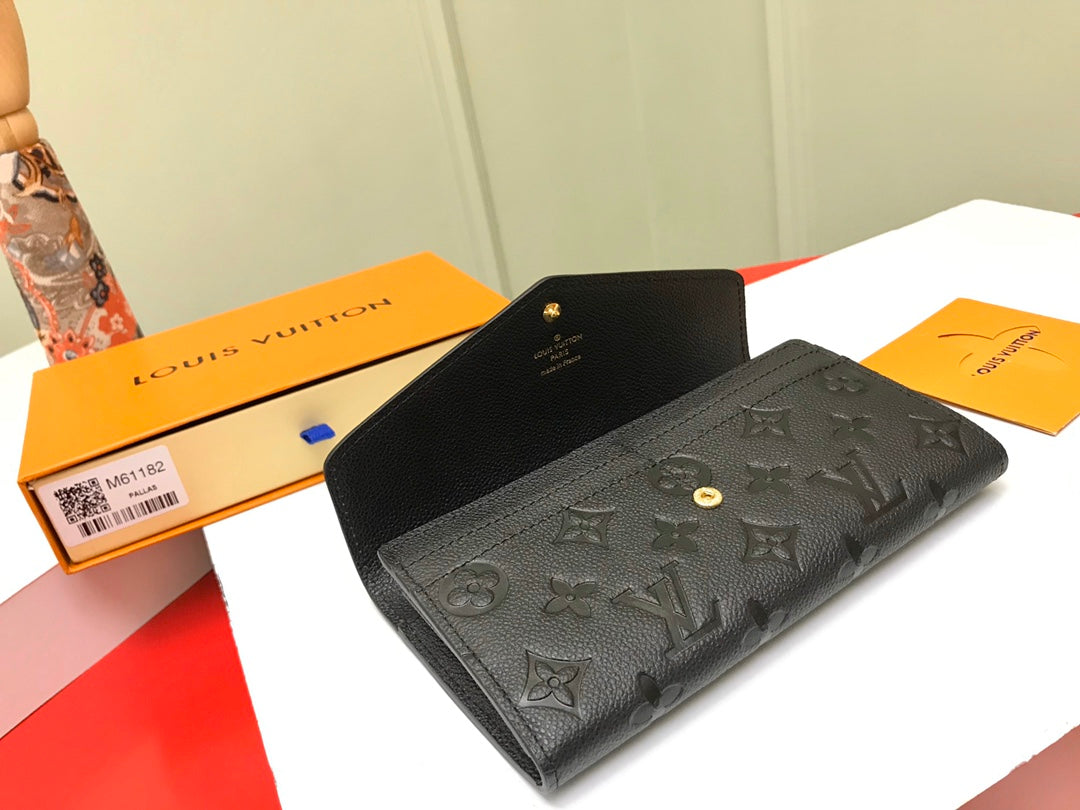 TOP Louis Vuitton LV  Sarah Empreinte Wallet 19 x 10 x 2 cm- Black