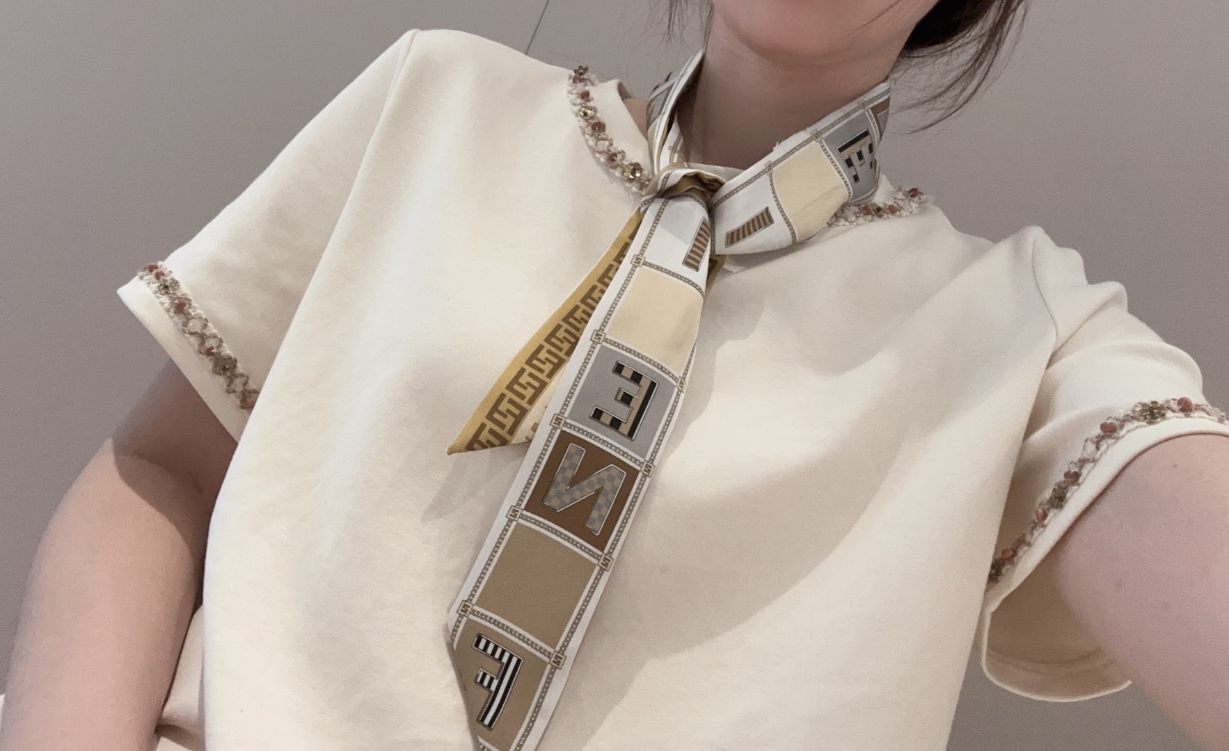 TOP FENDI FF Twilly Scarf 100 x 5 cm - Brown
