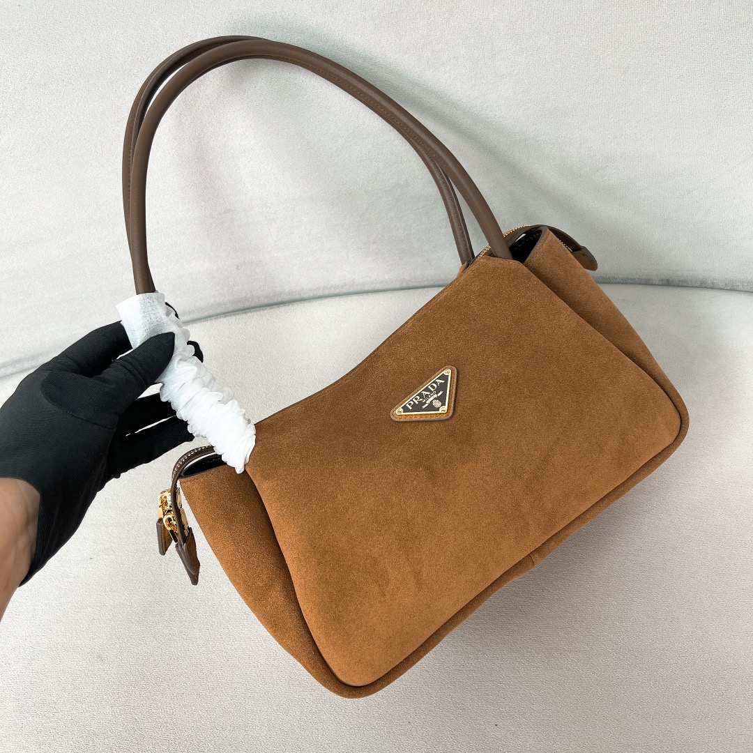 TOP PRADA Soft Grain Hobo Bag 28*16*10.5cm - Brown