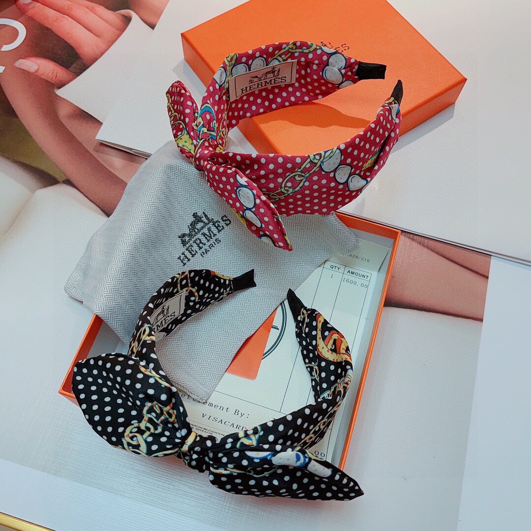 TOP HERMES Silk Fabric Headband - 2 Colors