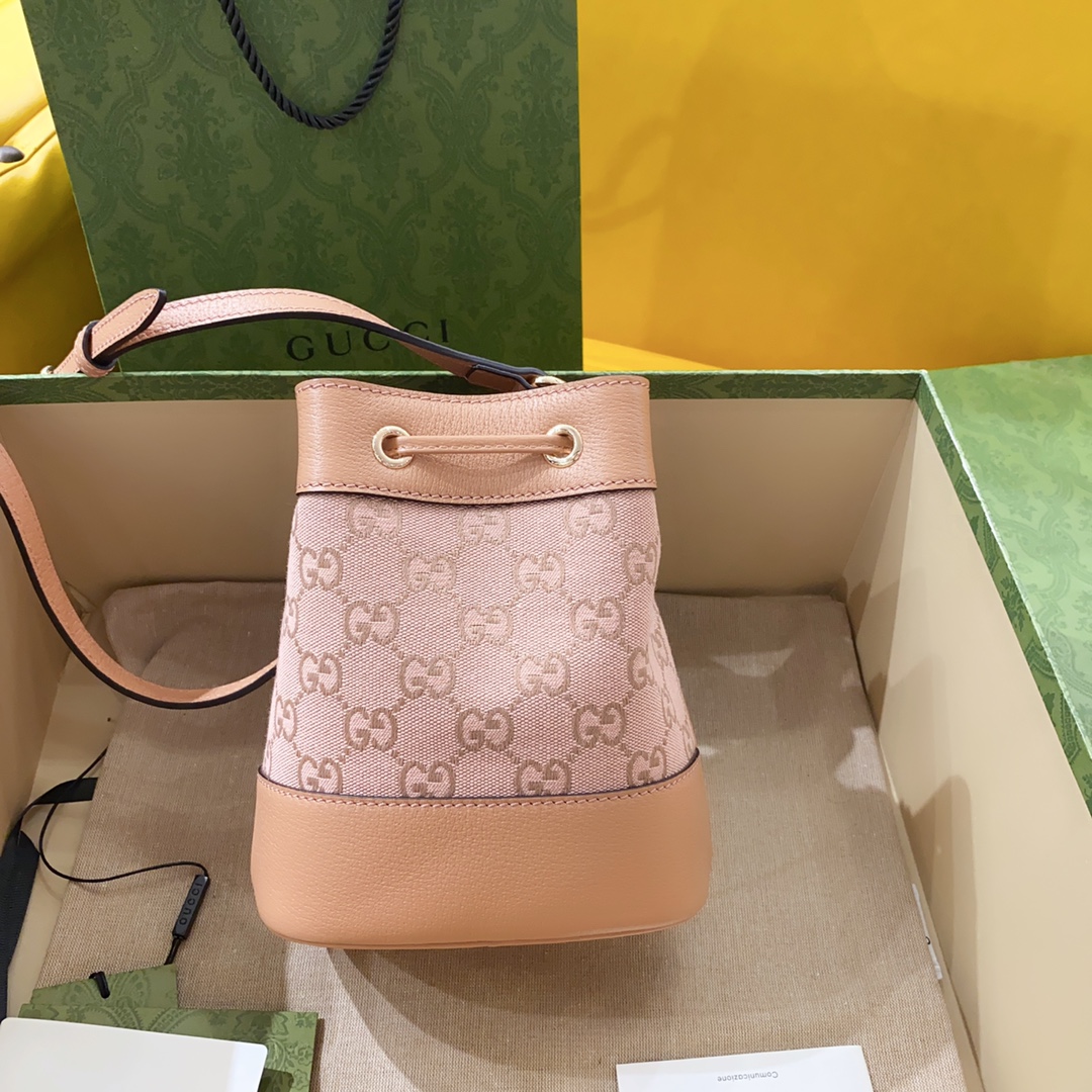 TOP GUCCI G*G Ophidia Mini Bucket  Bags 15.5cm (W) x 19cm (H) x 9cm (D) - Pink