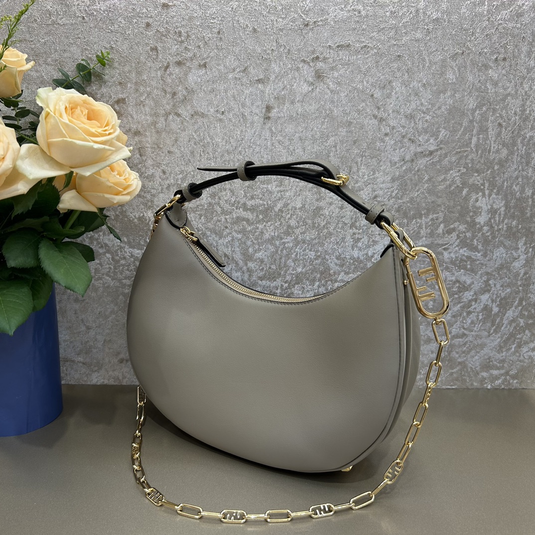 TOP FENDI Classic Metal Logo Fendigraphy Bags - 2 Sizes - Grey&GHW