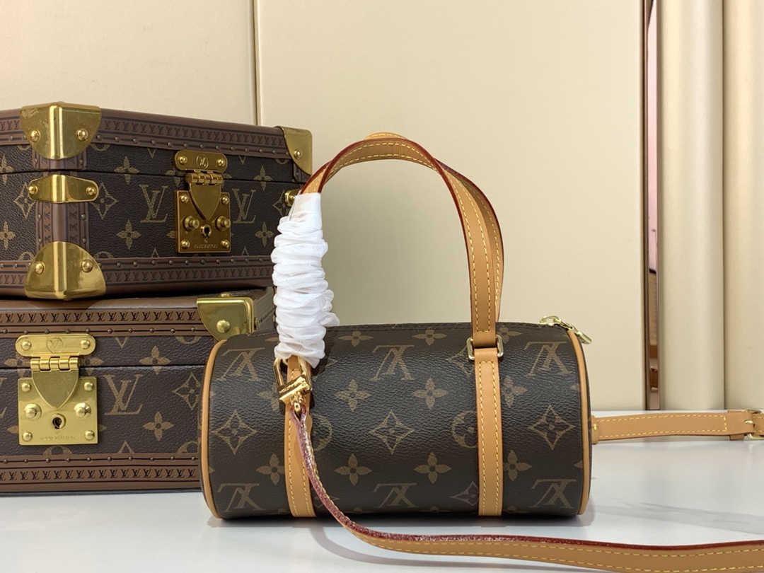 TOP Louis Vuitton LV Monogram Canvas Papillon 19 Bag 21*10*10cm - Brown