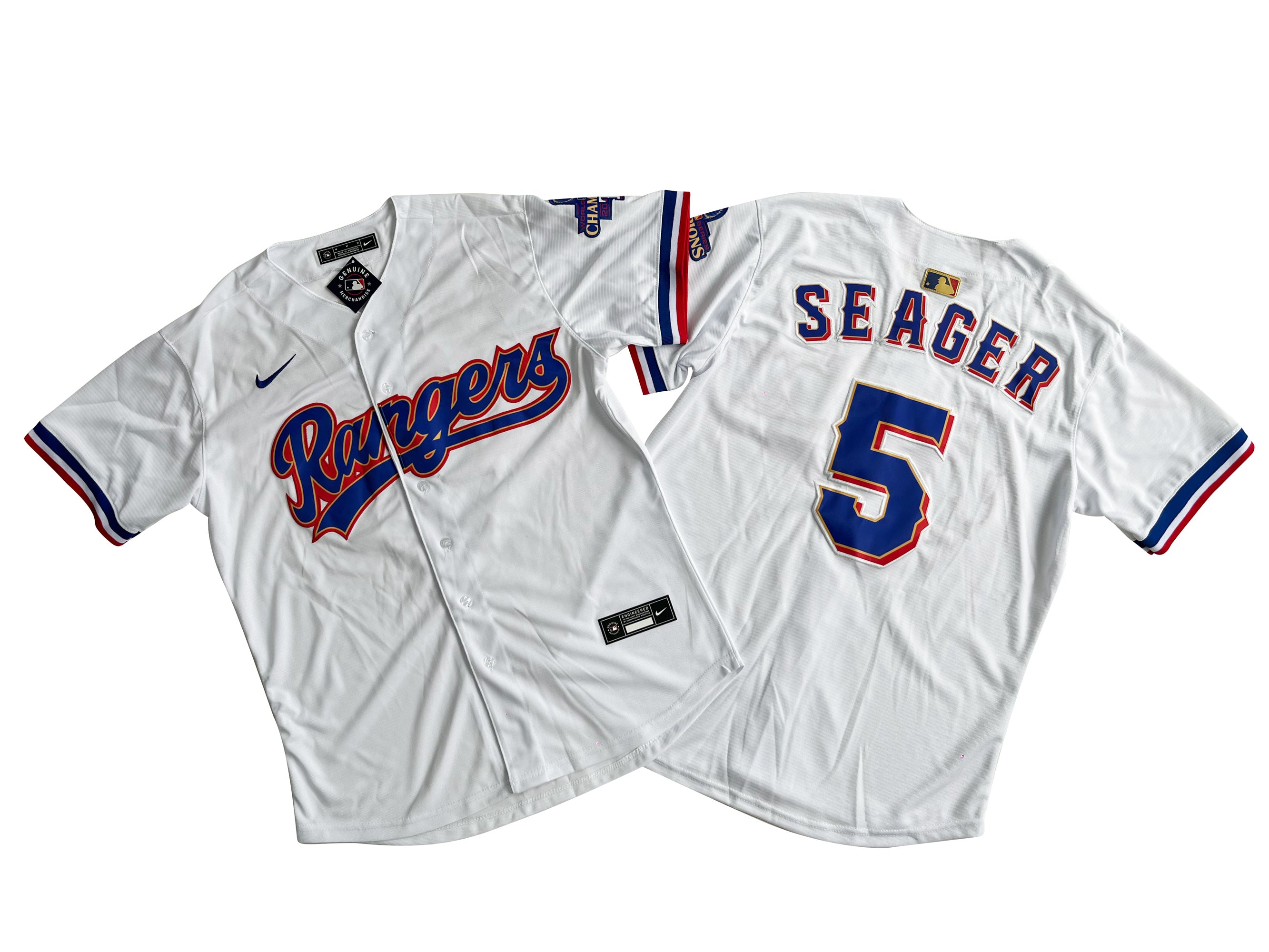 Men's Texas Rangers 5# Corey Seager Flexbase  Royal White Jersey.