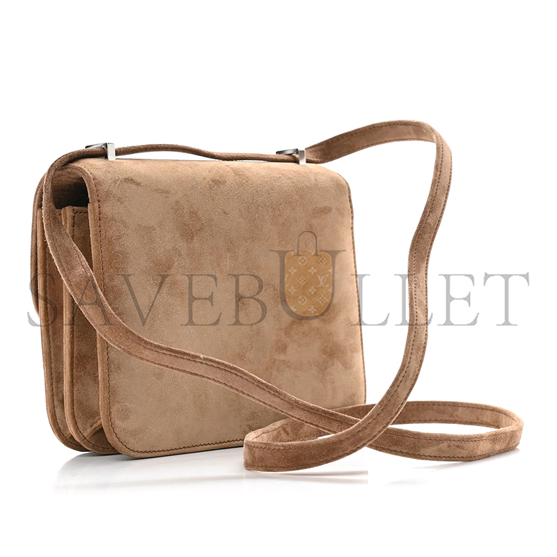 HERMES MASTER CONSTANCE 18 MARRON GLACE VEAU DOBLIS SUEDE PALLADIUM HARDWARE (18*15*4cm)