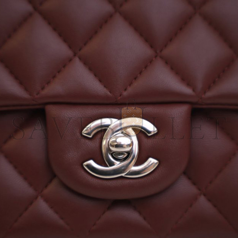 CHANEL MASTER MINI CLASSIC FLAP BAG BURGUNDY LAMBSKIN A01116 (20*13*6cm)