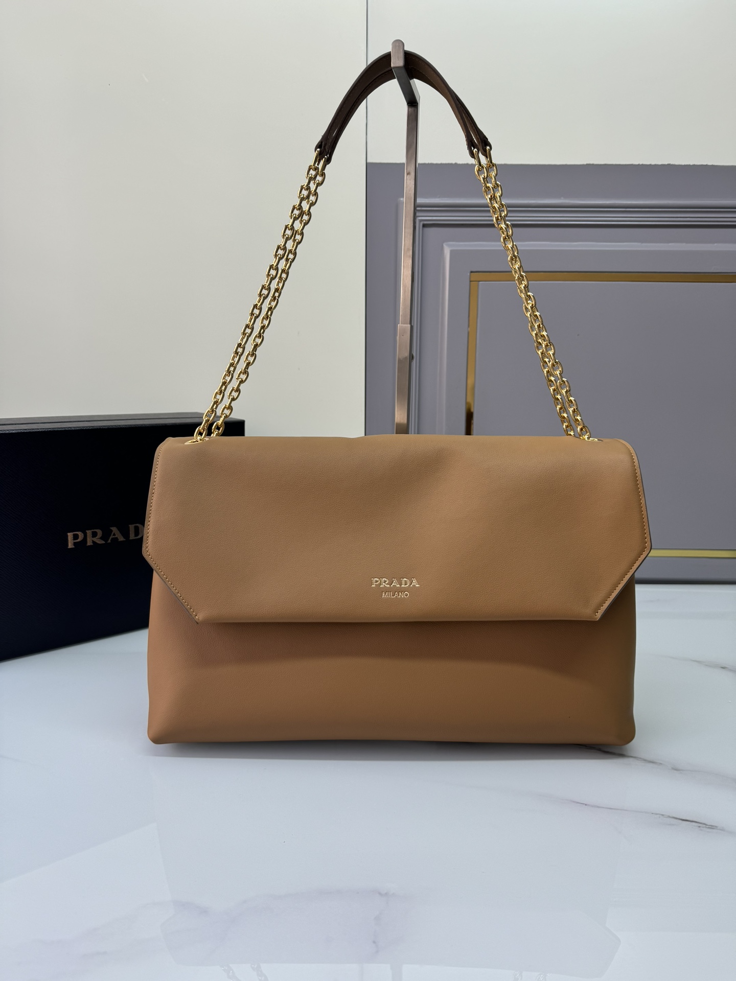Top PRADA Chain Bag Calfskin with Lambskin Interior 39x14x12cm - 2 Color