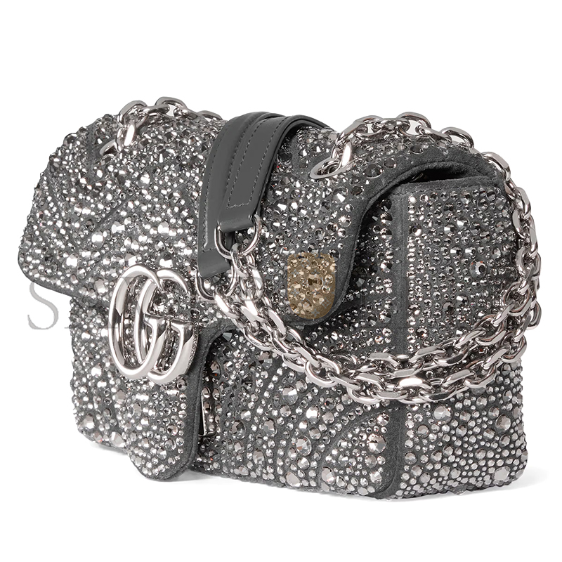 GUCCI GG MARMONT CRYSTALS SMALL SHOULDER BAG 837280 (22*12.5*6cm)