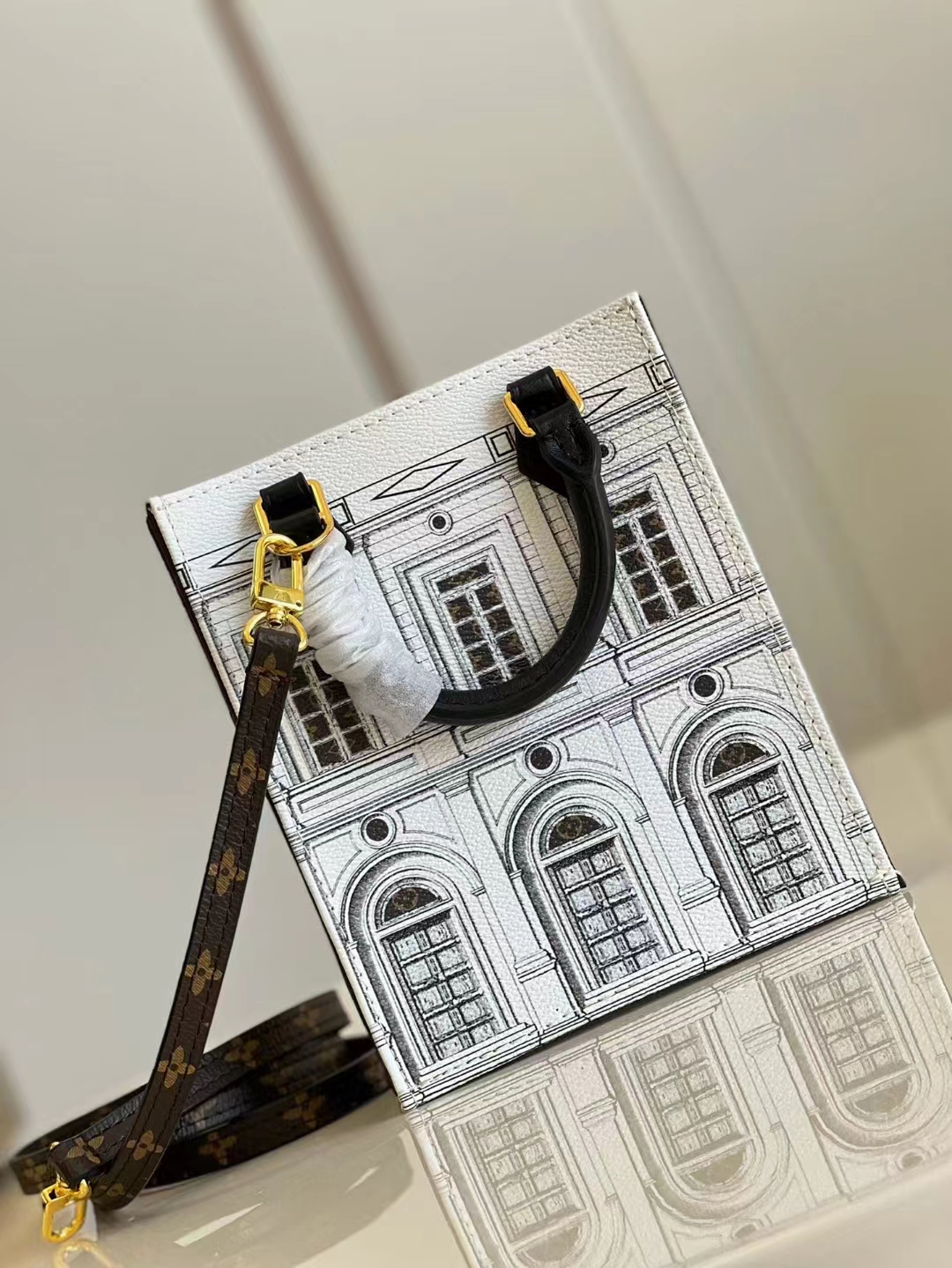 TOP Louis Vuitton LV Sac Plat Bag 14x17x5cm- White Houses Printed
