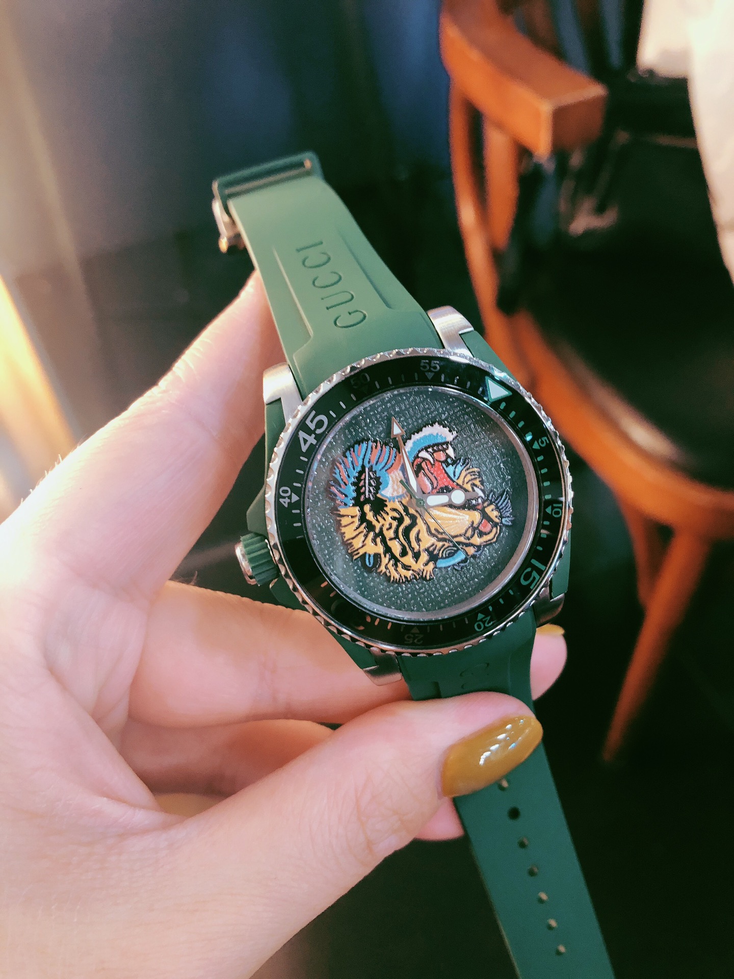 TOP GUCCI DIVE Round Dial Series Watches - Green