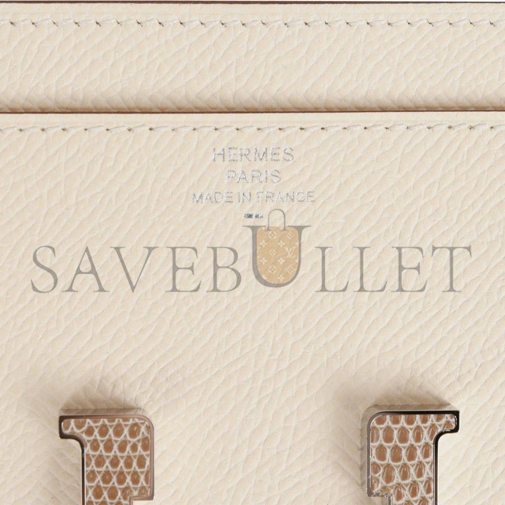 HERMES CONSTANCE WALLET TO GO NATA EPSOM AND LIZARD PALLADIUM HARDWARE (20*11*4cm)