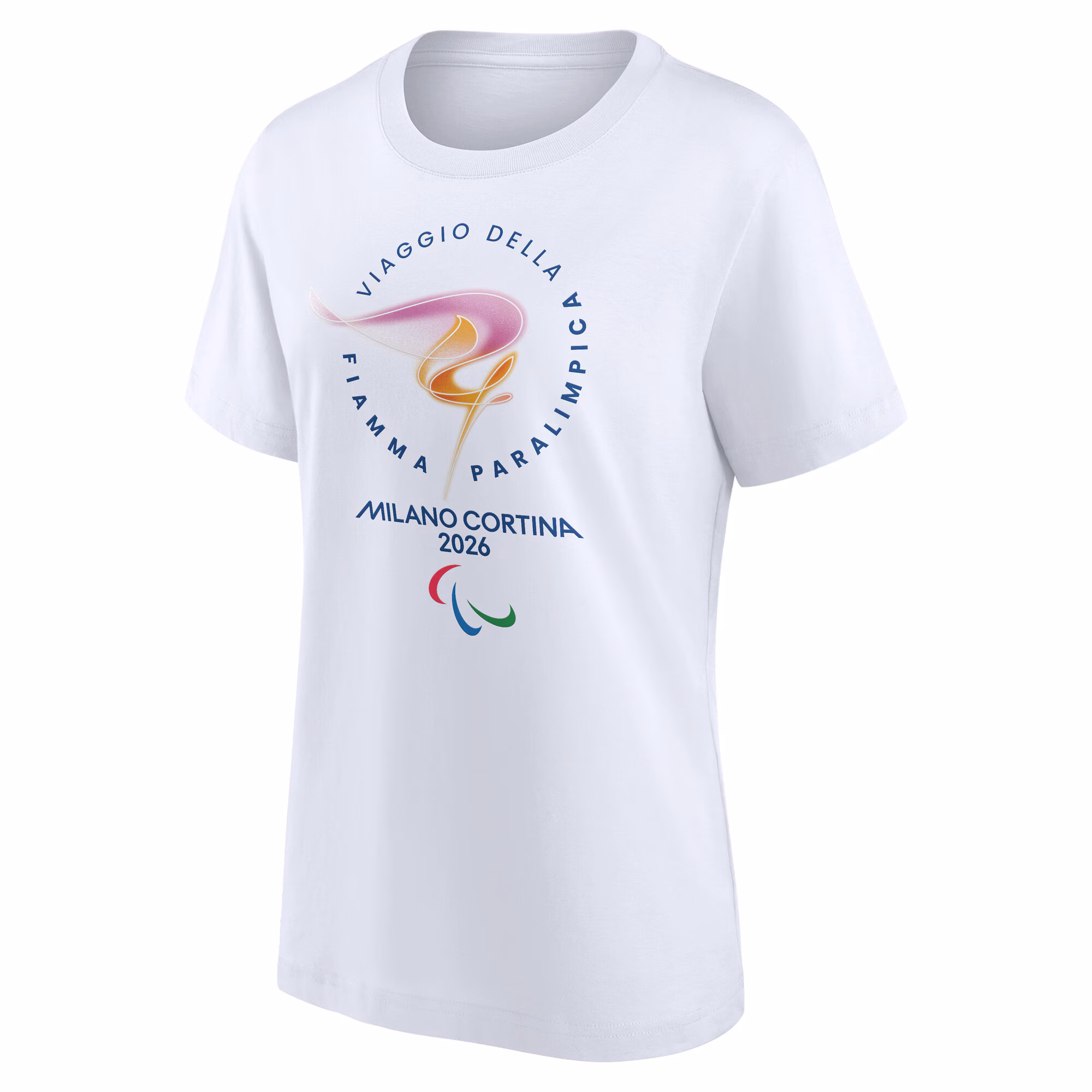 Milano Cortina 2026 Paralympics Torch Primary Logo Graphic T-Shirt - White - Womens
