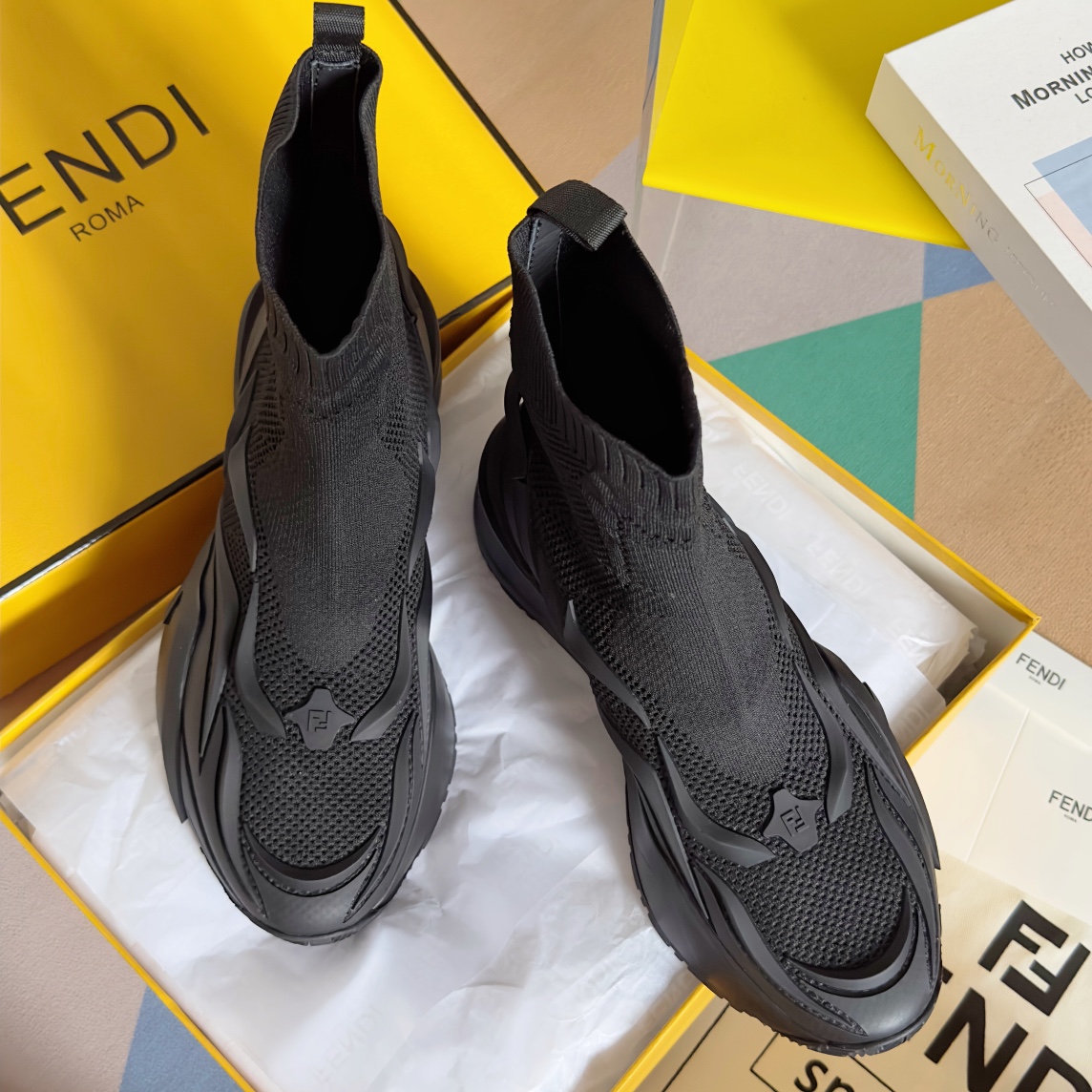 TOP FENDI FENDI Jacquard - Knit Couple Trainers - 4.5cm