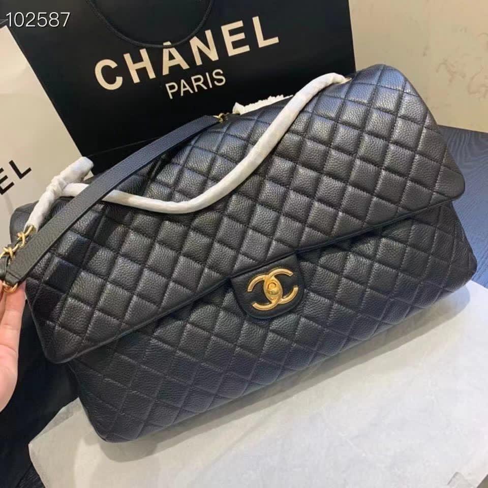 TOPCHANEL Classic Flap Travel Bag Caviar XXL 45cm - Black With GHW