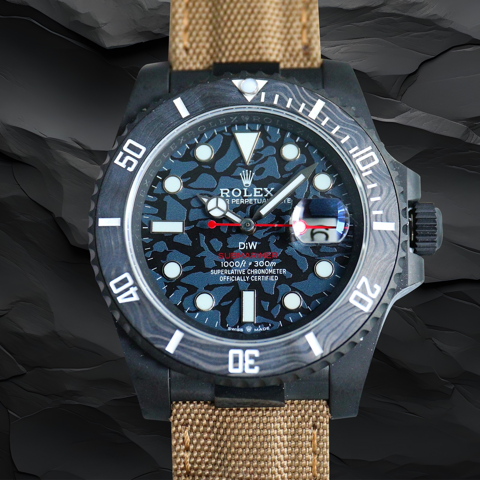 TOP ROLEX Rolex Rolex Carbon Black BLAKEN Punk Watch - 6 Colors