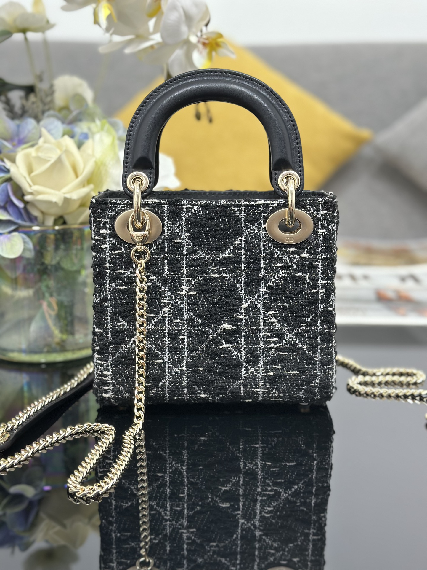 TOP Christian Dior Lady Dior Bag Tweed 17x15x7cm - 2 Color