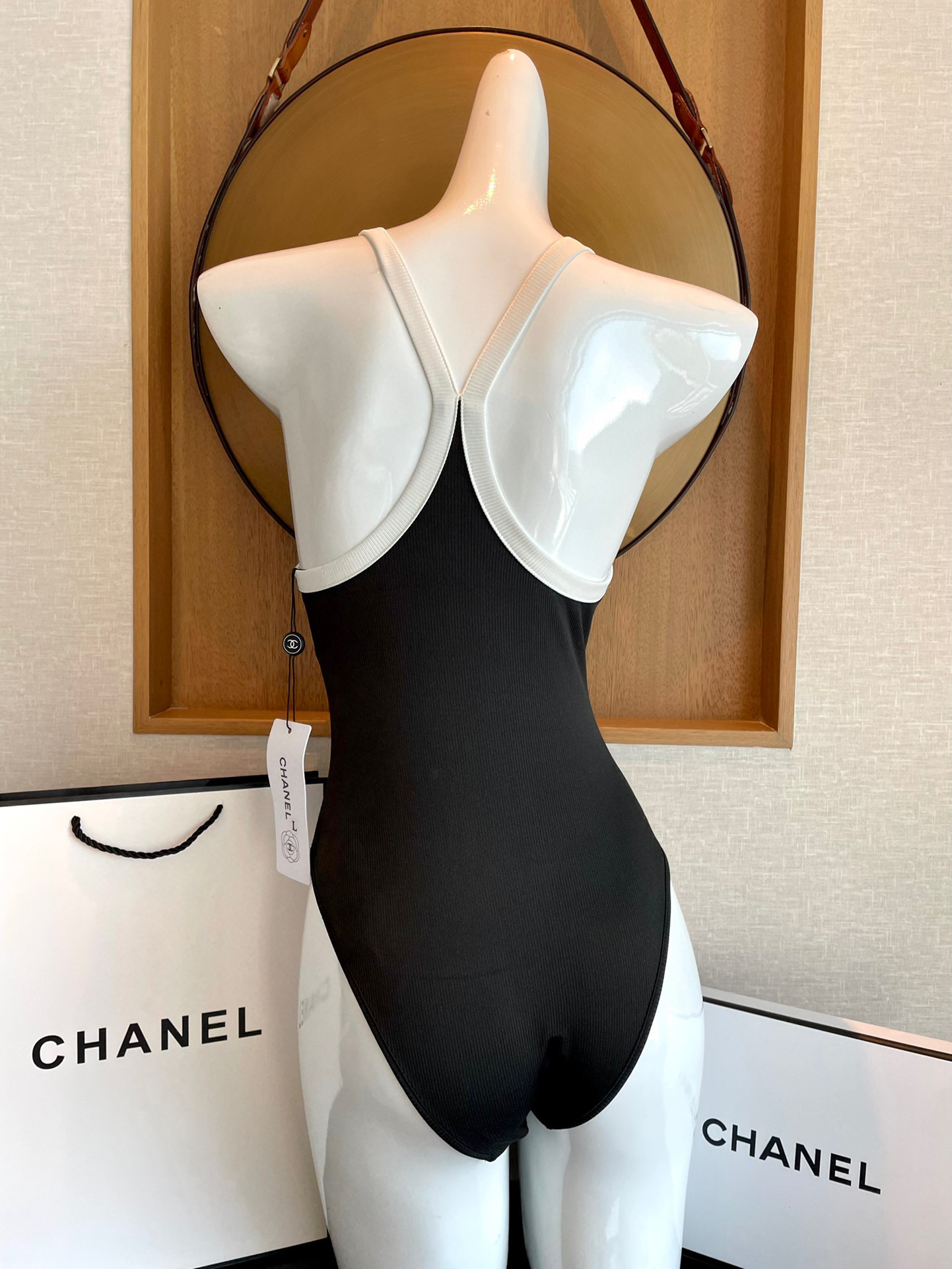 TOP CHANEL One-Piece Swimsuit - Black